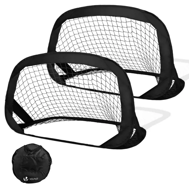 VOUNOT Porte Calcio Pieghevoli Pop Up 120x80cm Nere 2 Pezzi
