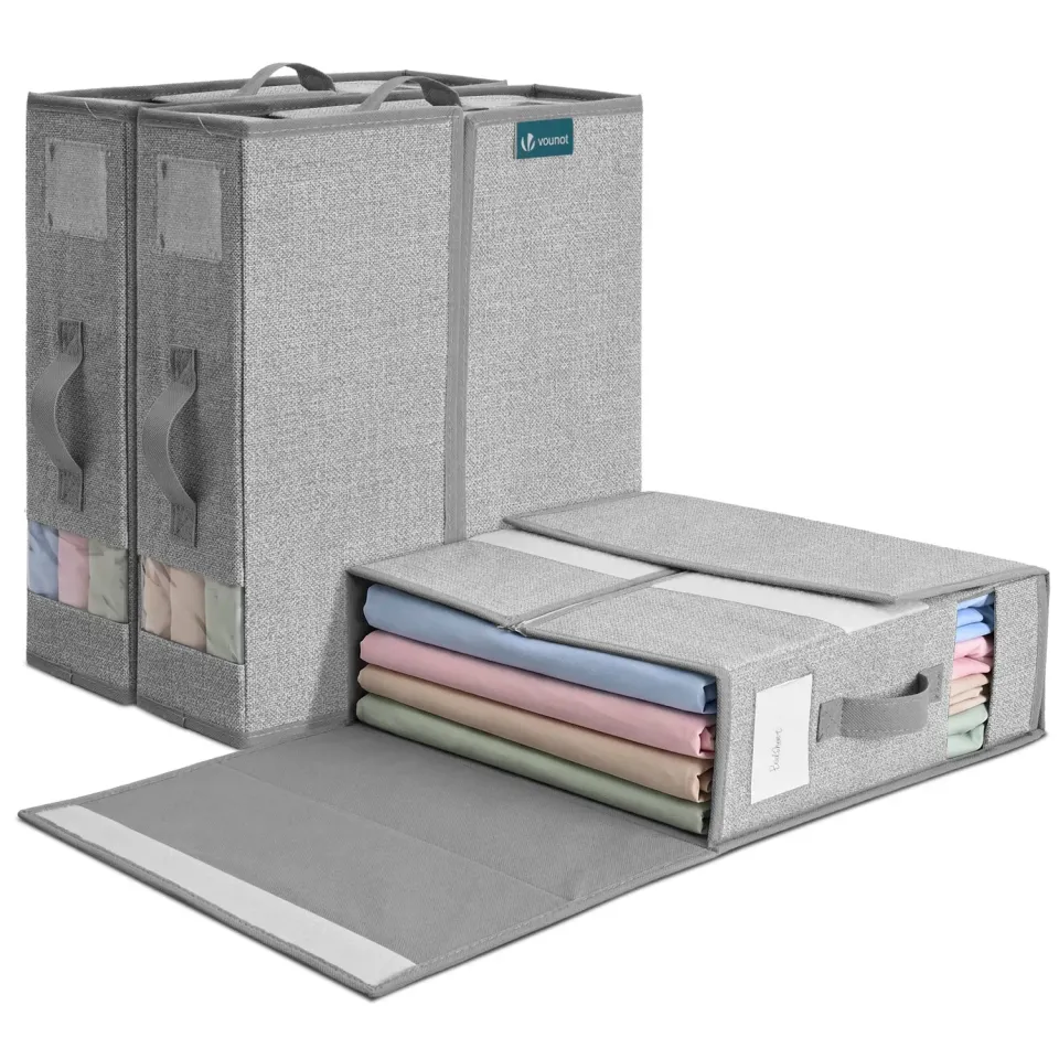 VOUNOT Organizer lenzuola grigio 38,5x33x12 cm 3 pezzi