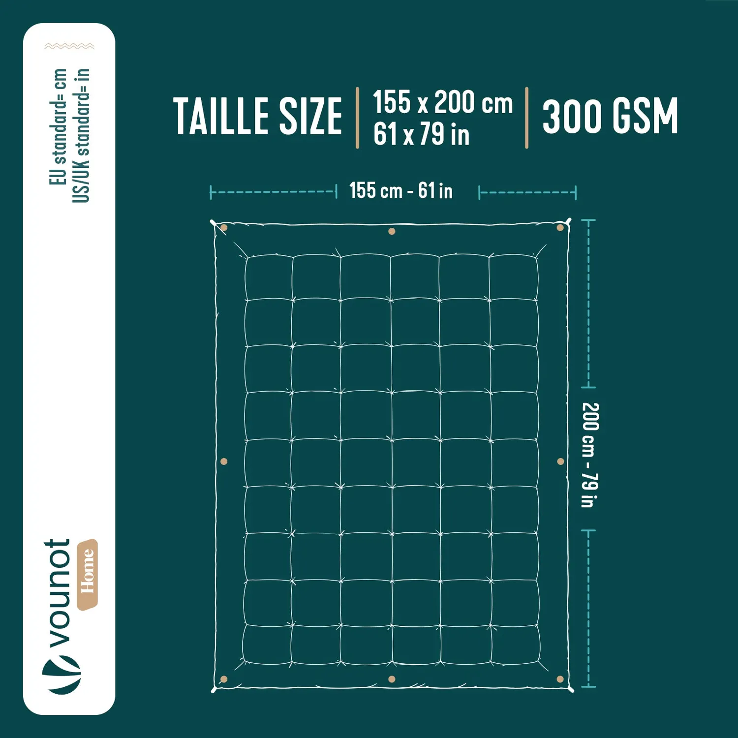 Vounot Piumone Temperato 155x200 cm Bianco 300 g/mq