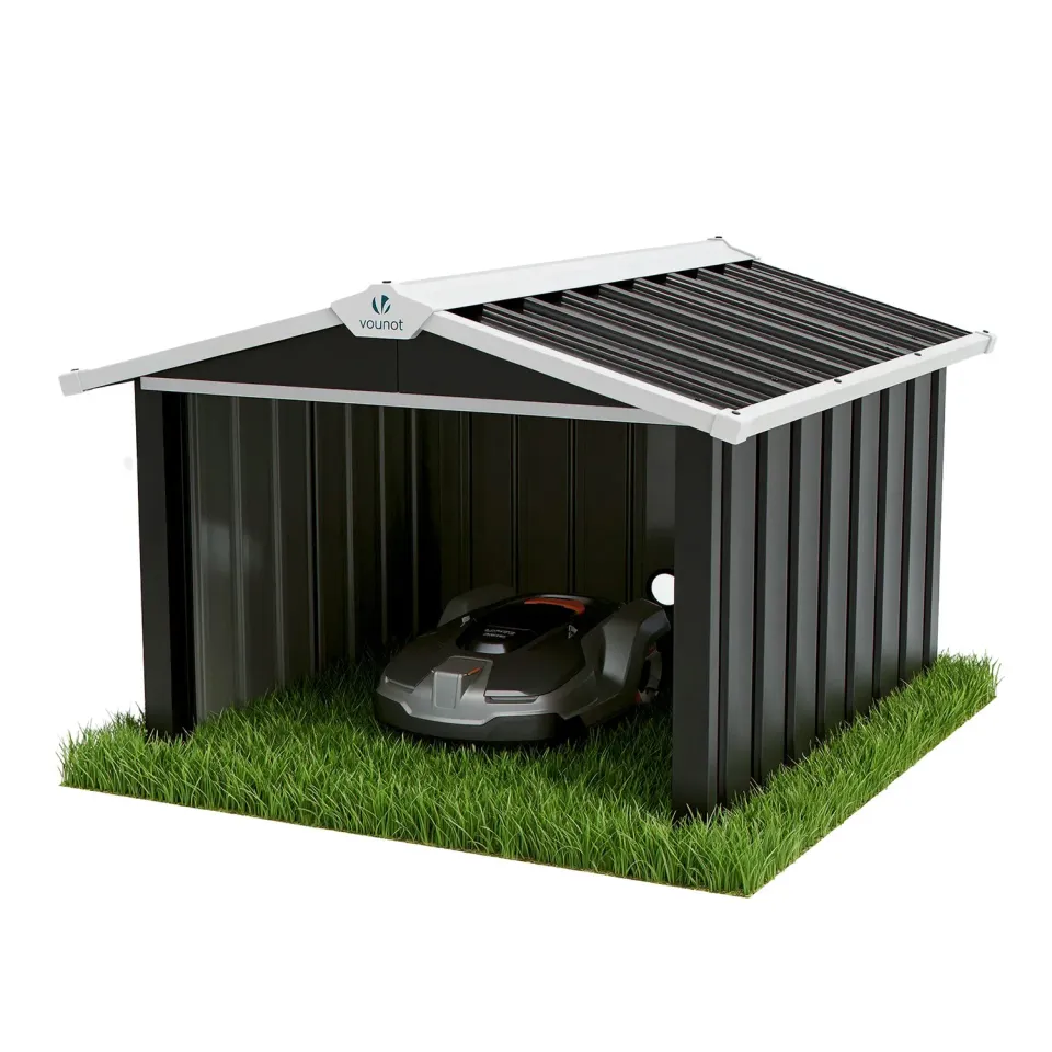 VOUNOT Box robot tagliaerba metallo 87x100 cm nero tetto doppio