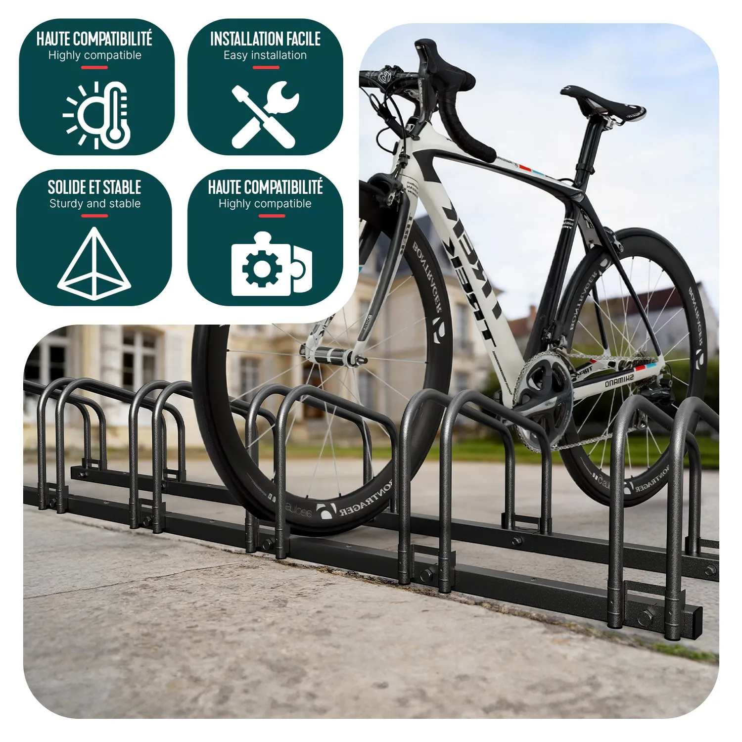 VOUNOT Rastrelliera Bici 5 Posti Nera in Metallo