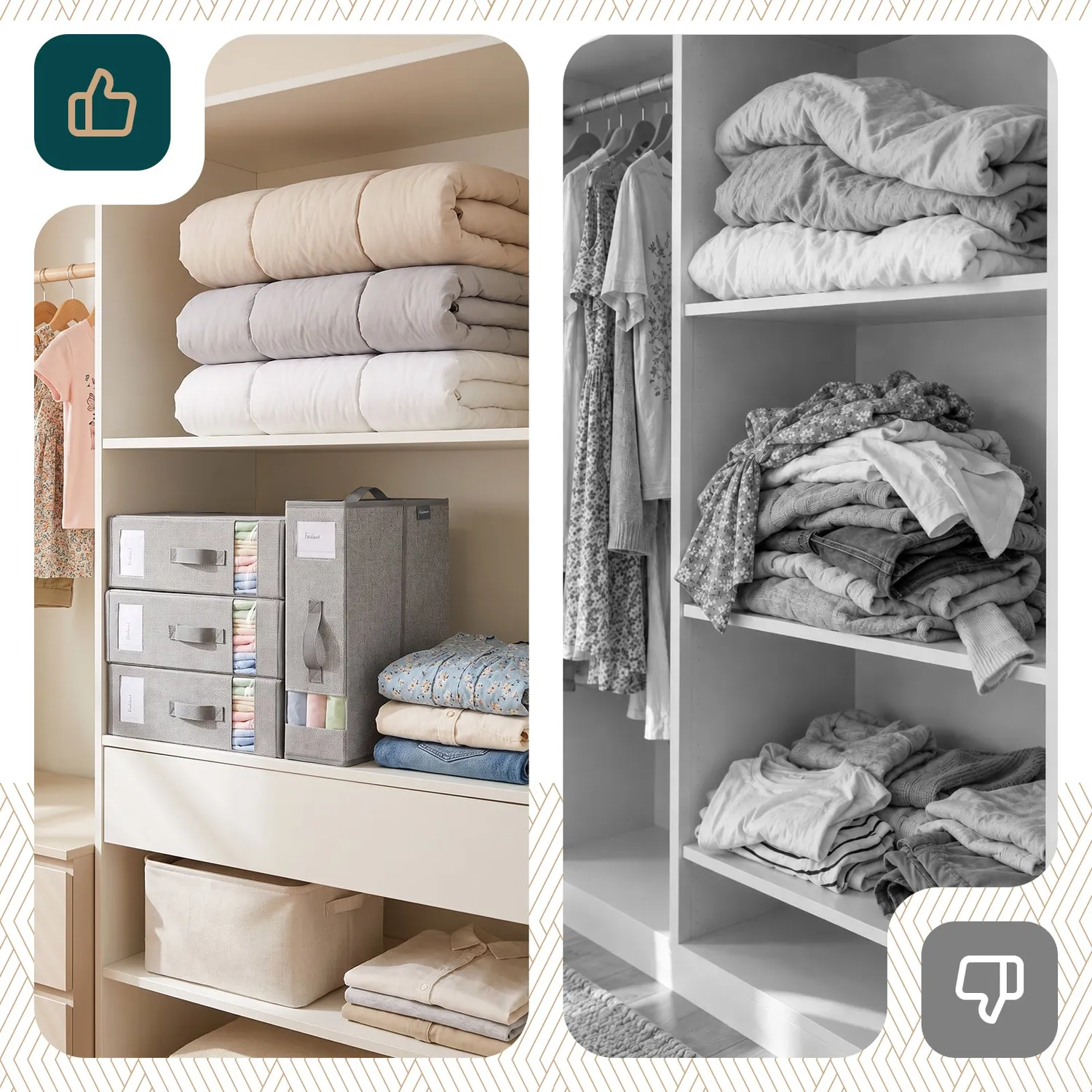 Vounot Organizer Biancheria Contenitore 6 Pezzi Grigio 38,5x33x12 Traspirante