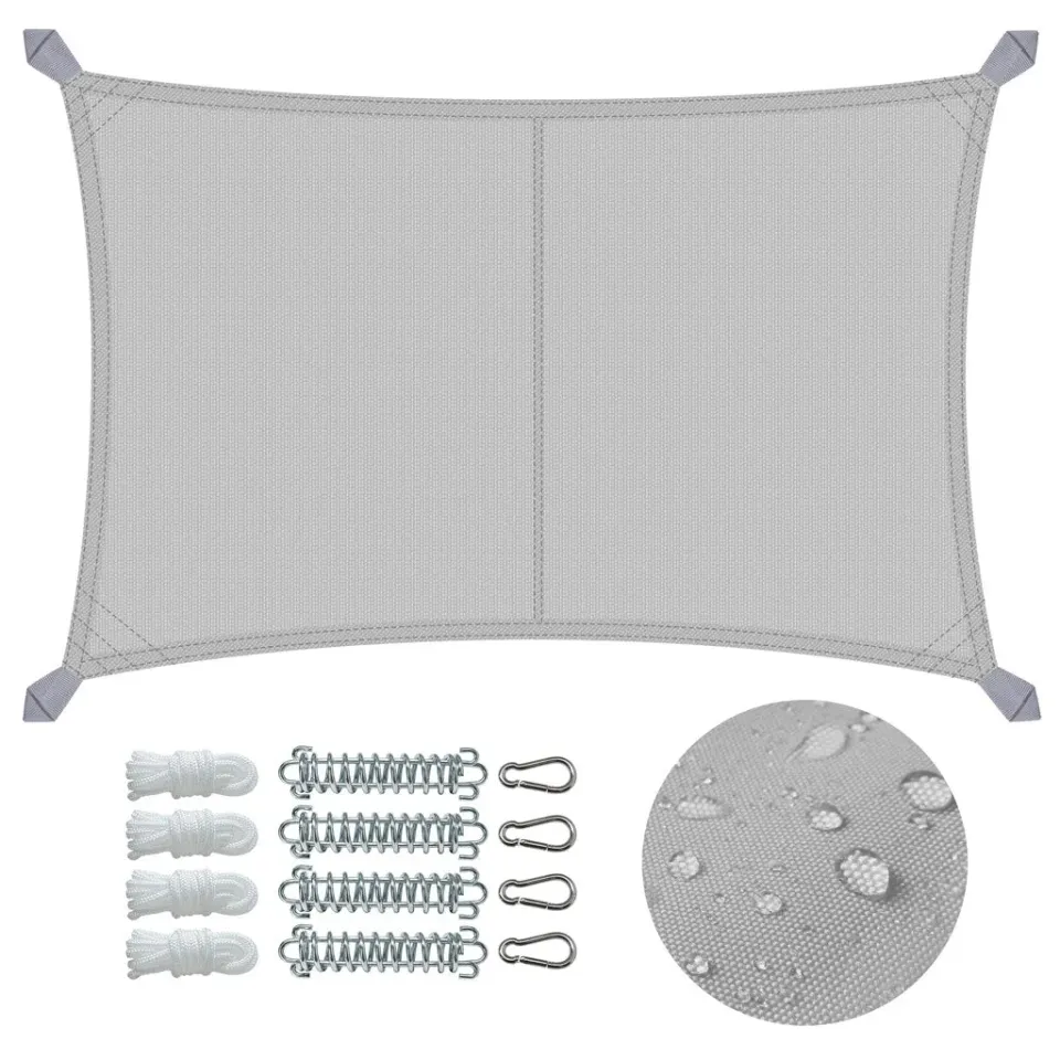 Vounot Vela Ombreggiante 3x4 Grigio Chiaro impermeabile con kit