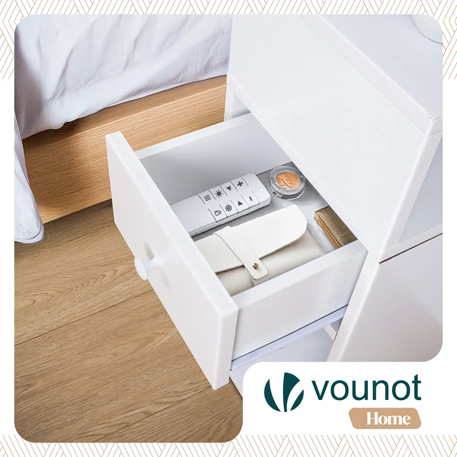 Vounot set 2 comodini bianchi 25x30x66 cm con cassetto