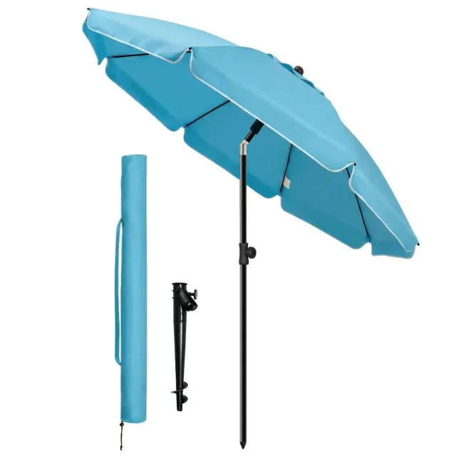 VOUNOT Ombrellone spiaggia 2 m turchese UV50+ con ancoraggio