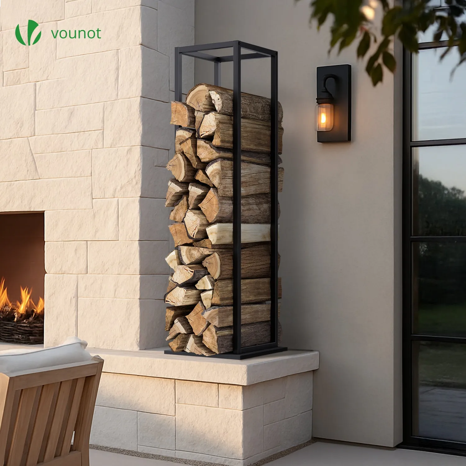 VOUNOT Portalegna Verticale 33x33x112cm Acciaio Nero