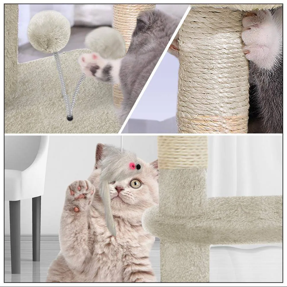 VOUNOT Albero Tiragraffi Gatto 112cm Beige con Nicchia
