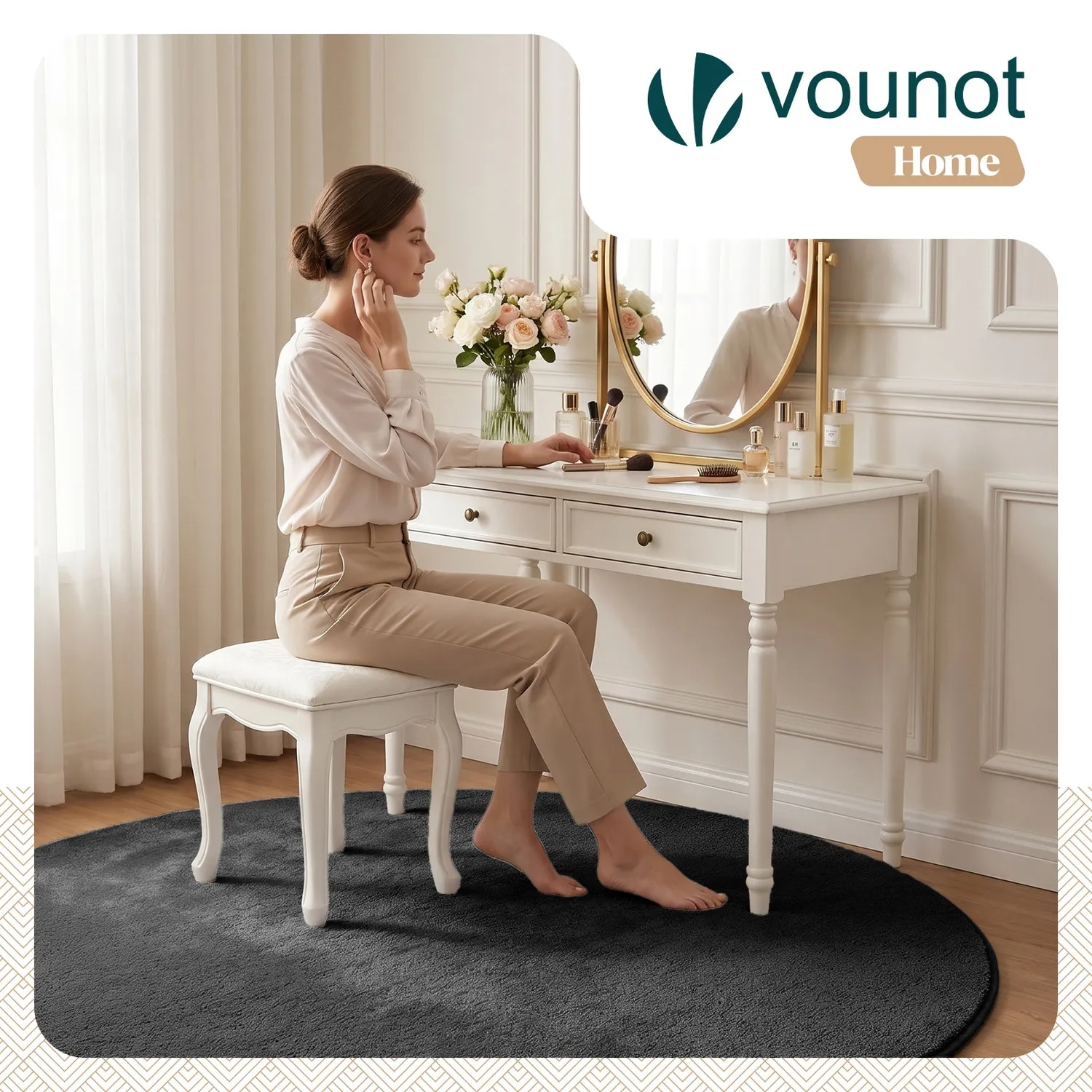 VOUNOT tappeto rotondo pelo raso antracite ø160cm morbido