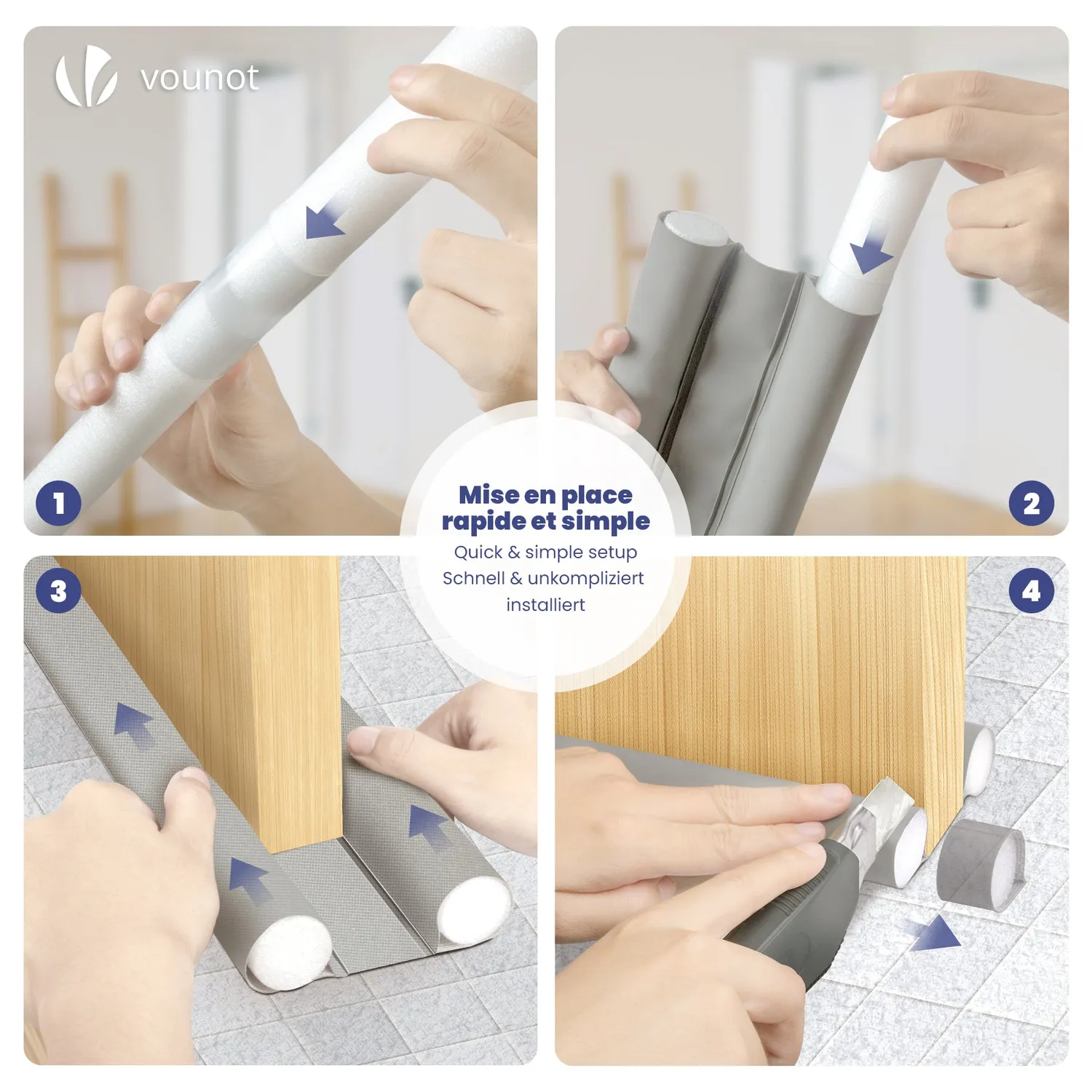 VOUNOT paraspifferi porta isolante 96cm grigio 4 pezzi