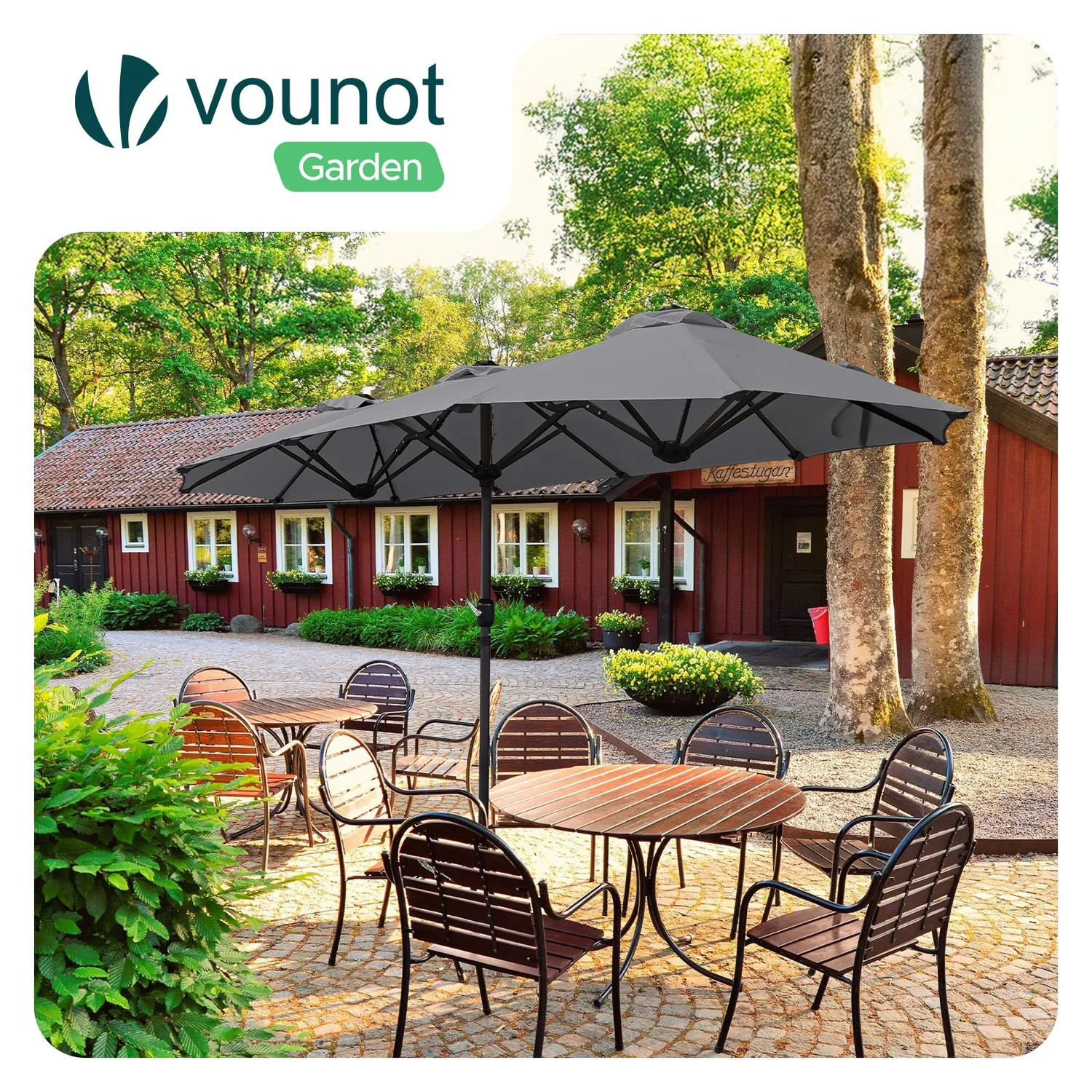 VOUNOT Ombrellone Doppio 150x300 cm Grigio giardino