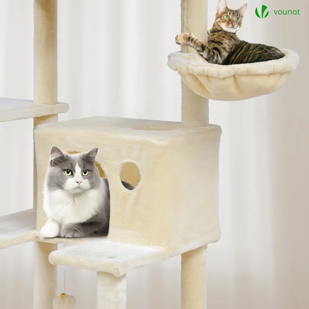 Vounot albero tiragraffi gatto gigante beige 6 livelli 215 cm