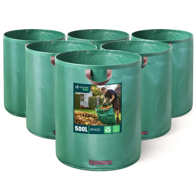 VOUNOT Sacchi Giardino 500L 6 Pezzi Extra Large Resistenti
