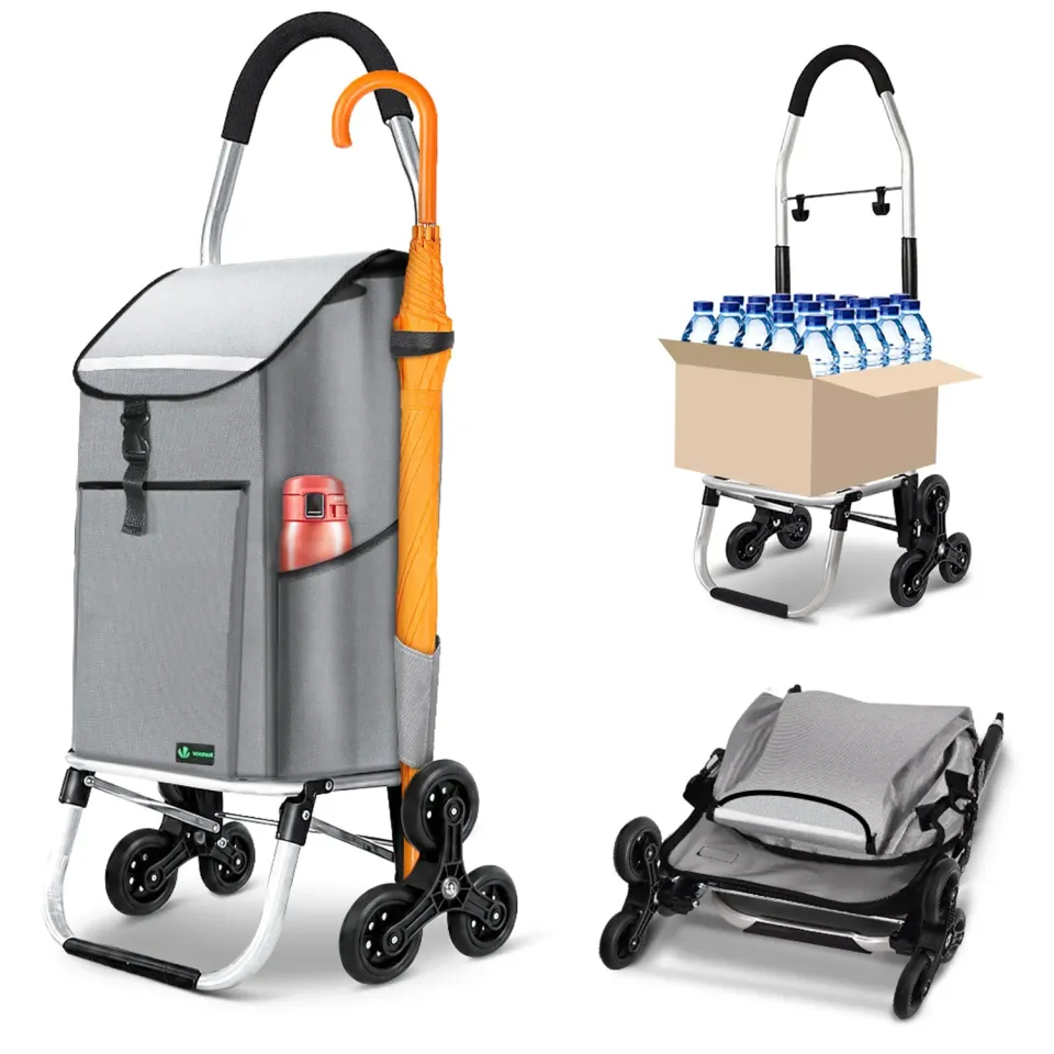 VOUNOT Carrello Spesa Pieghevole Grigio 45 L 40 kg