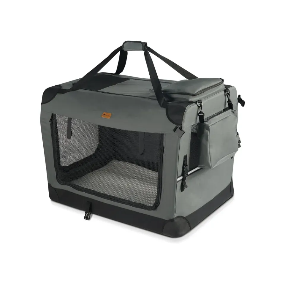 VOUNOT Borsa trasporto cane gatto pieghevole 50x35x36 grigia