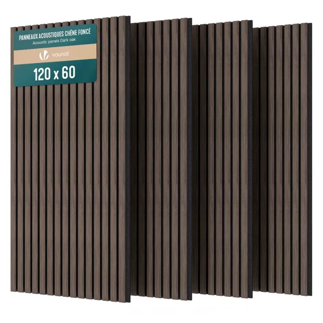 VOUNOT Pannelli acustici parete rovere scuro 120x60 cm 4 pezzi 3D