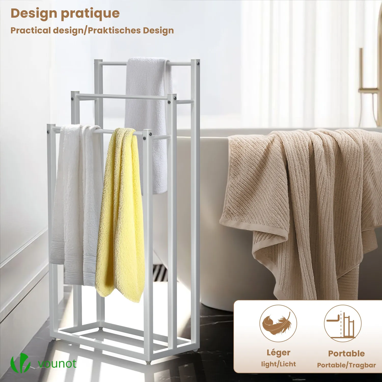 Vounot portasalviette piantana bagno bianco 3 livelli