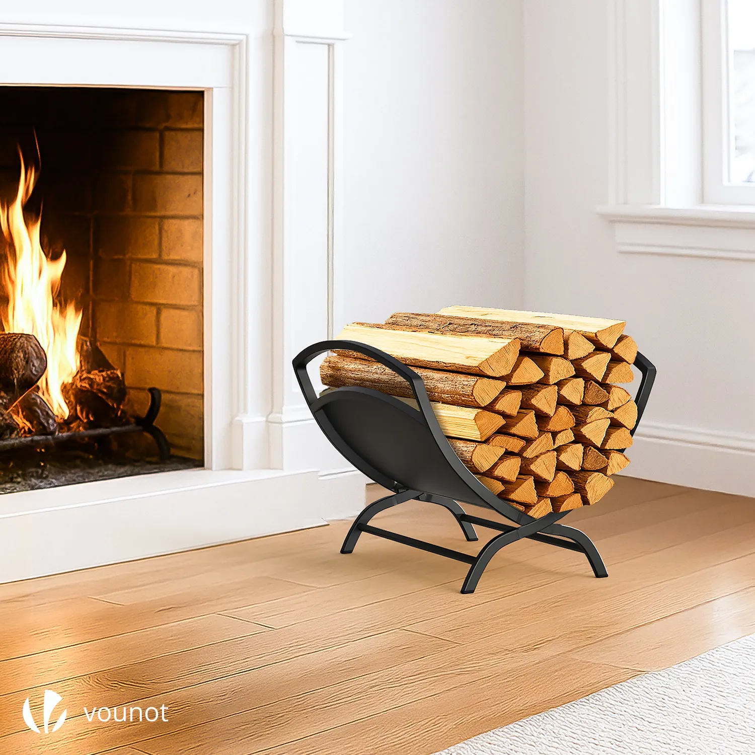 VOUNOT Portalegna Metallo Nero 40,5x32x33 cm 30 kg