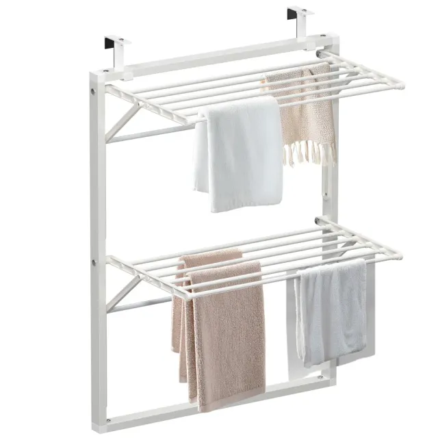 VOUNOT stendibiancheria da porta bianco pieghevole 69 cm