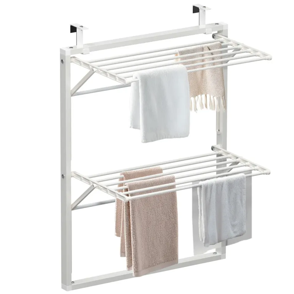 VOUNOT stendibiancheria da porta bianco pieghevole 69 cm