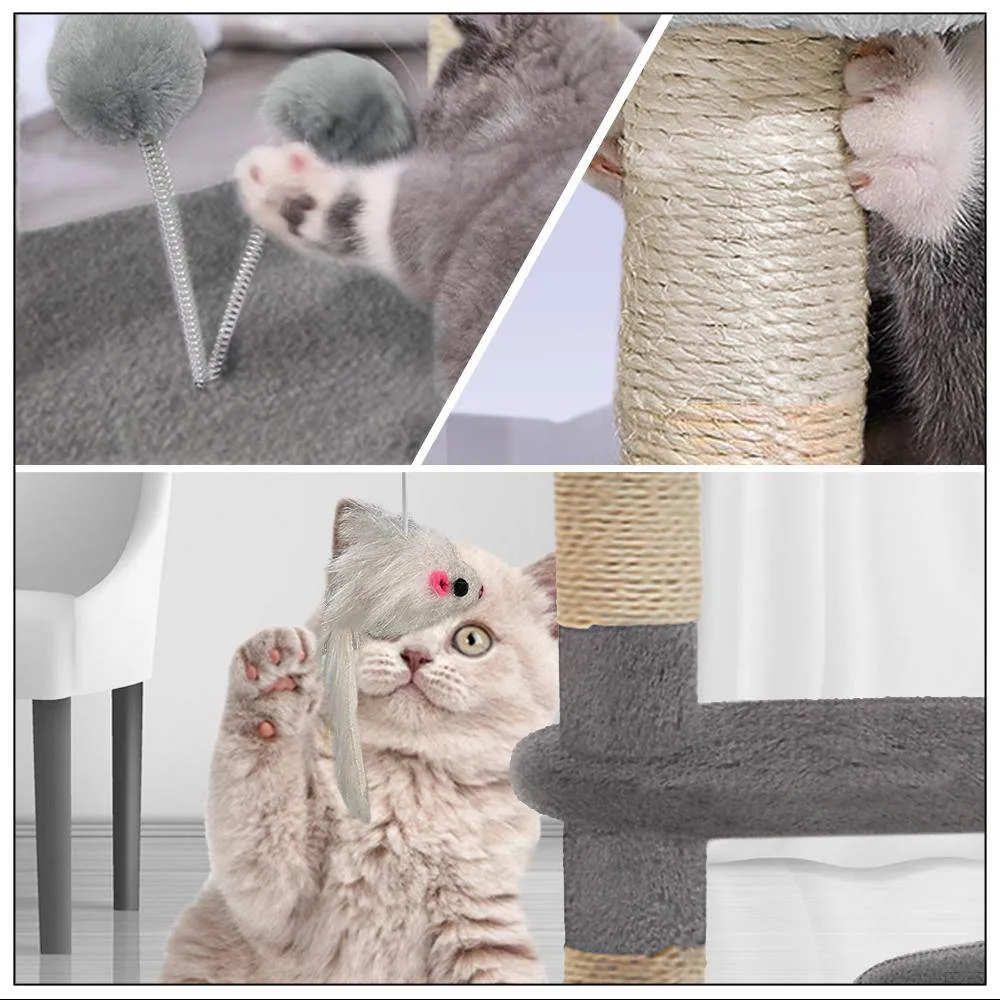 Vounot Albero per Gatti 112 cm Grigio con Tiragraffi
