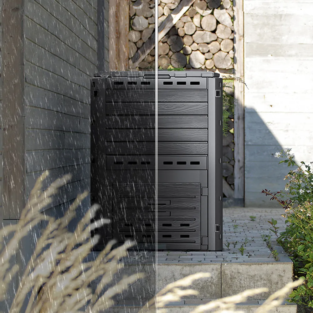 VOUNOT Compostiera Giardino 300L Effetto Legno Nera