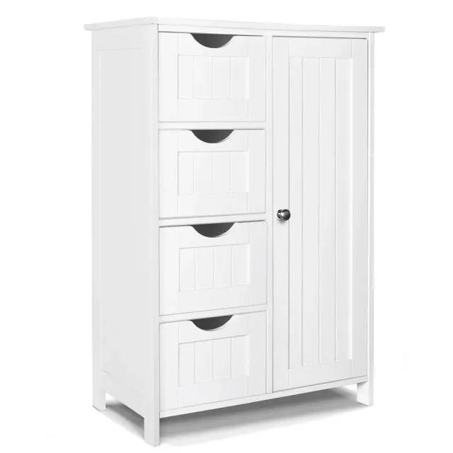 VOUNOT Mobile Bagno 4 Cassetti 1 Anta 82x55x30 Bianco