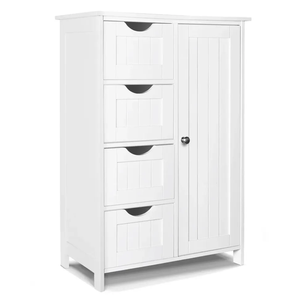 VOUNOT Mobile Bagno 4 Cassetti 1 Anta 82x55x30 Bianco