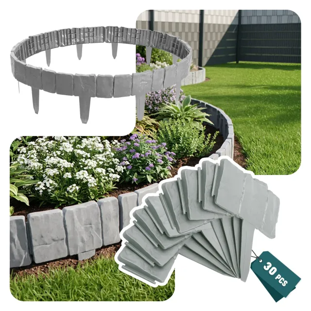 VOUNOT Bordura da Giardino Effetto Pietra 7,5 m Chiara