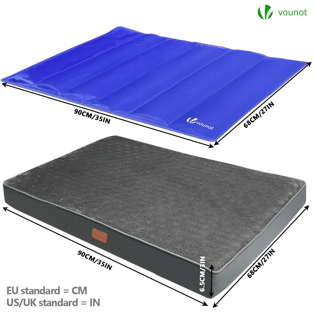 Vounot Materasso per Cani 91x70x9 cm con Tappetino Gel