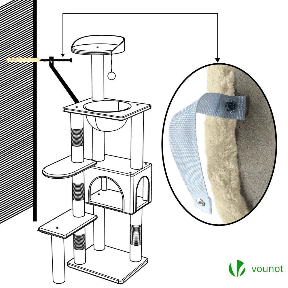VOUNOT Albero tiragraffi gatto 138cm beige capsule