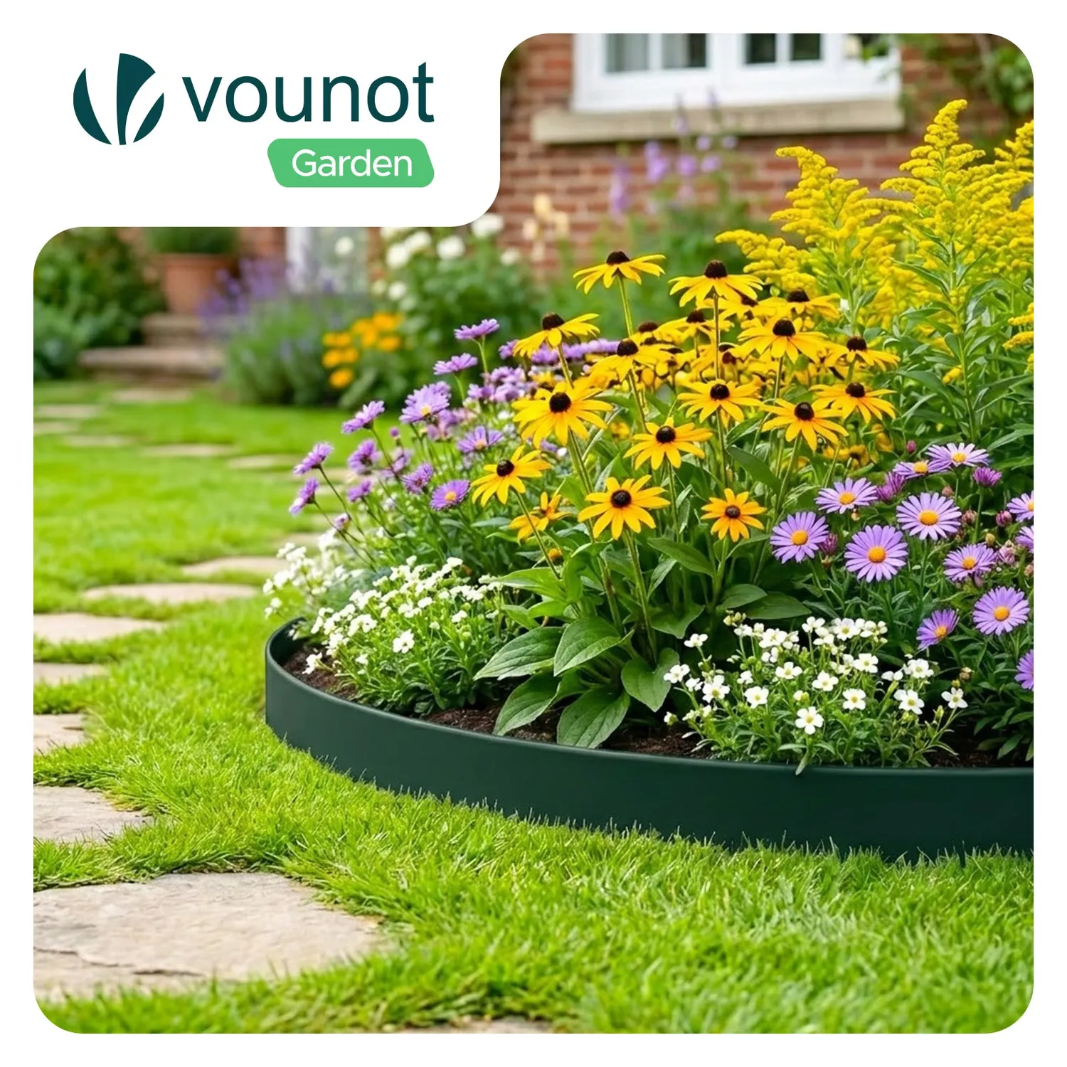 Vounot bordura giardino flessibile 10 m verde picchetti