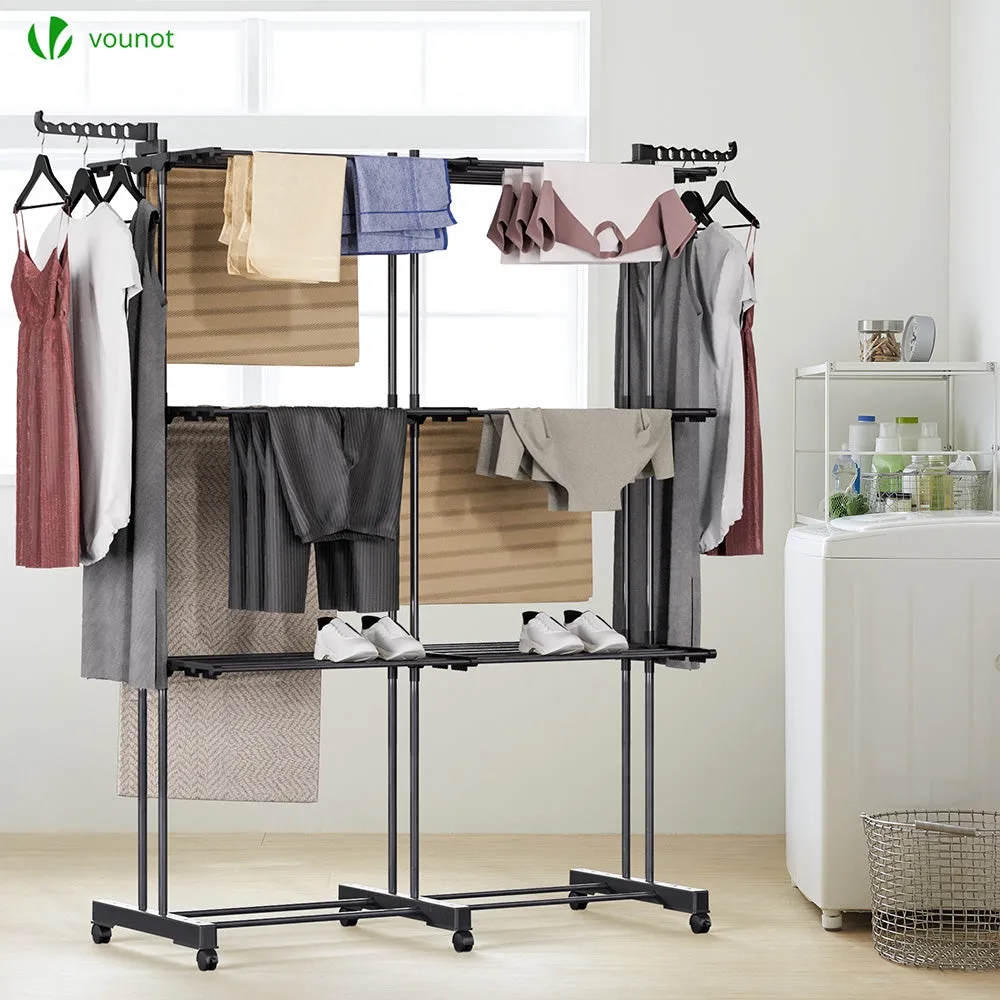 Vounot stendibiancheria a torre 190x53x170 cm nero 26 kg