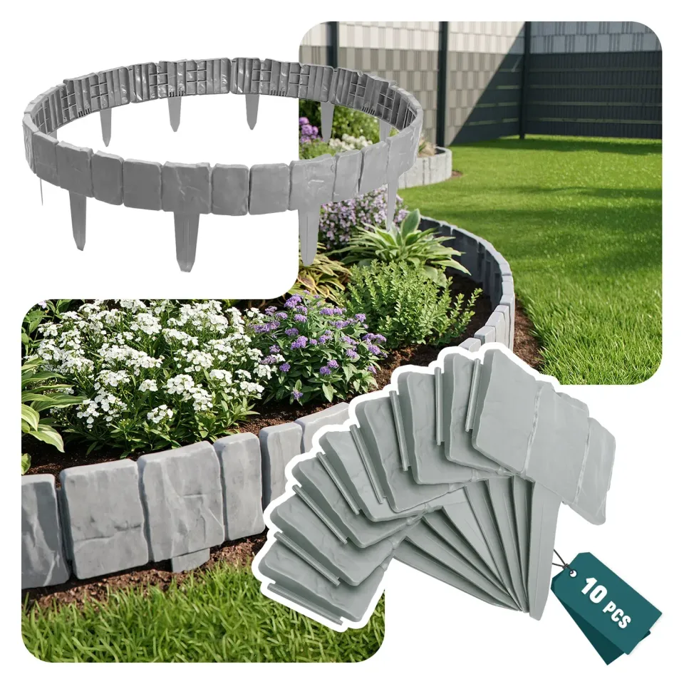 VOUNOT Bordura giardino effetto pietra 2,5m grigio chiaro PP