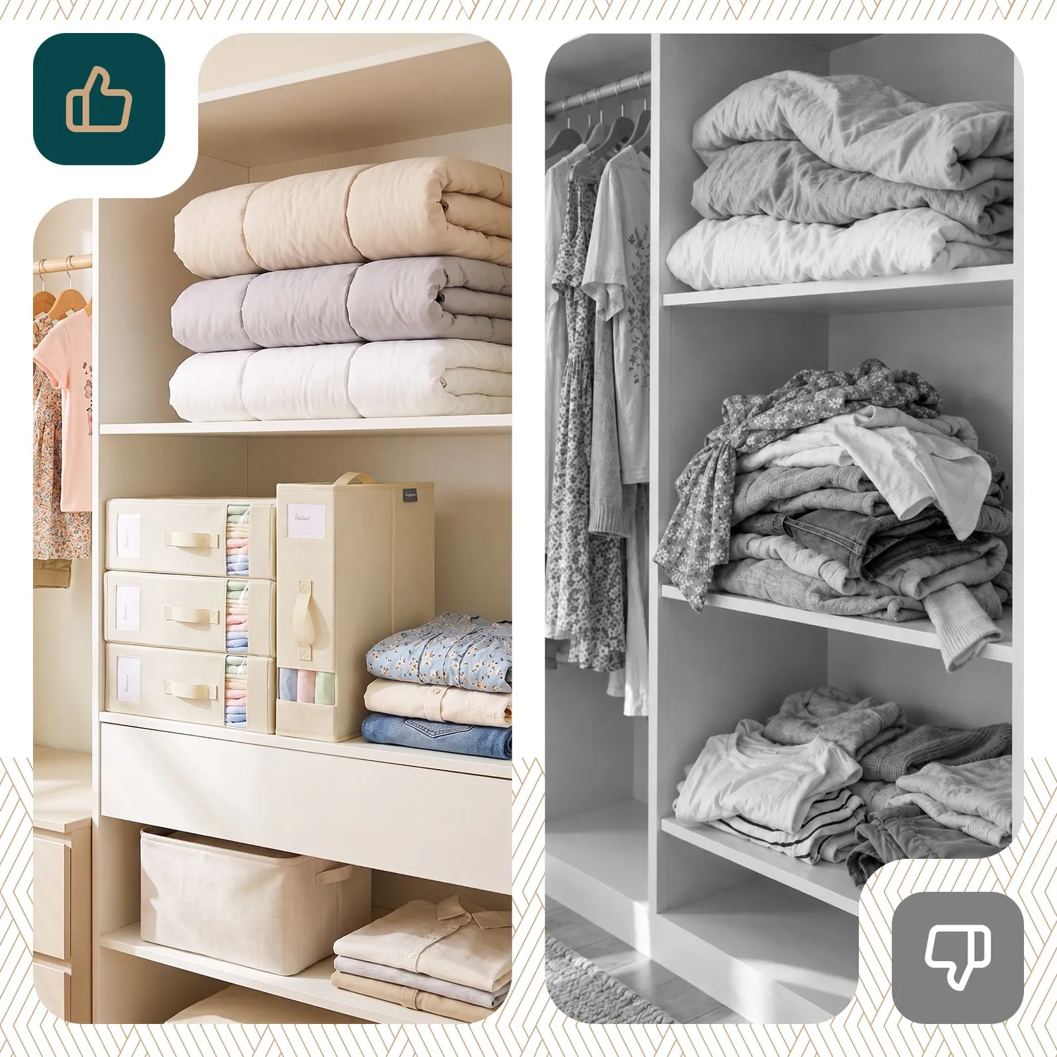 VOUNOT Scatole Lenzuola Pieghevoli Beige 6 Pezzi