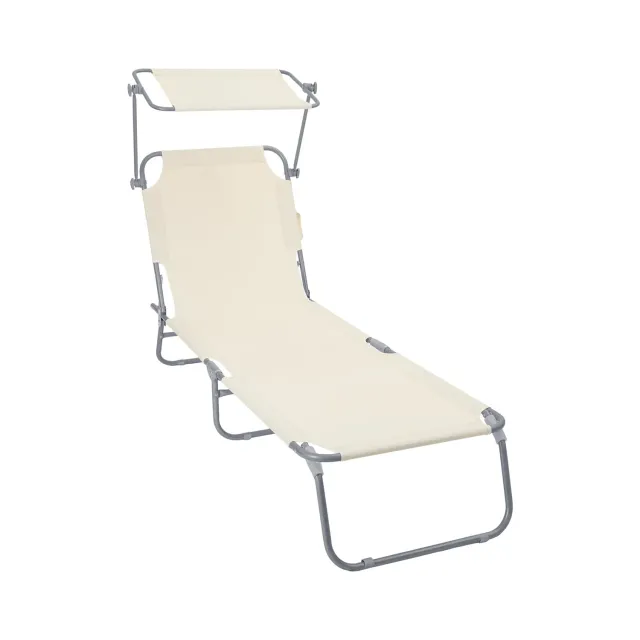 Vounot lettino pieghevole con parasole beige 186 cm