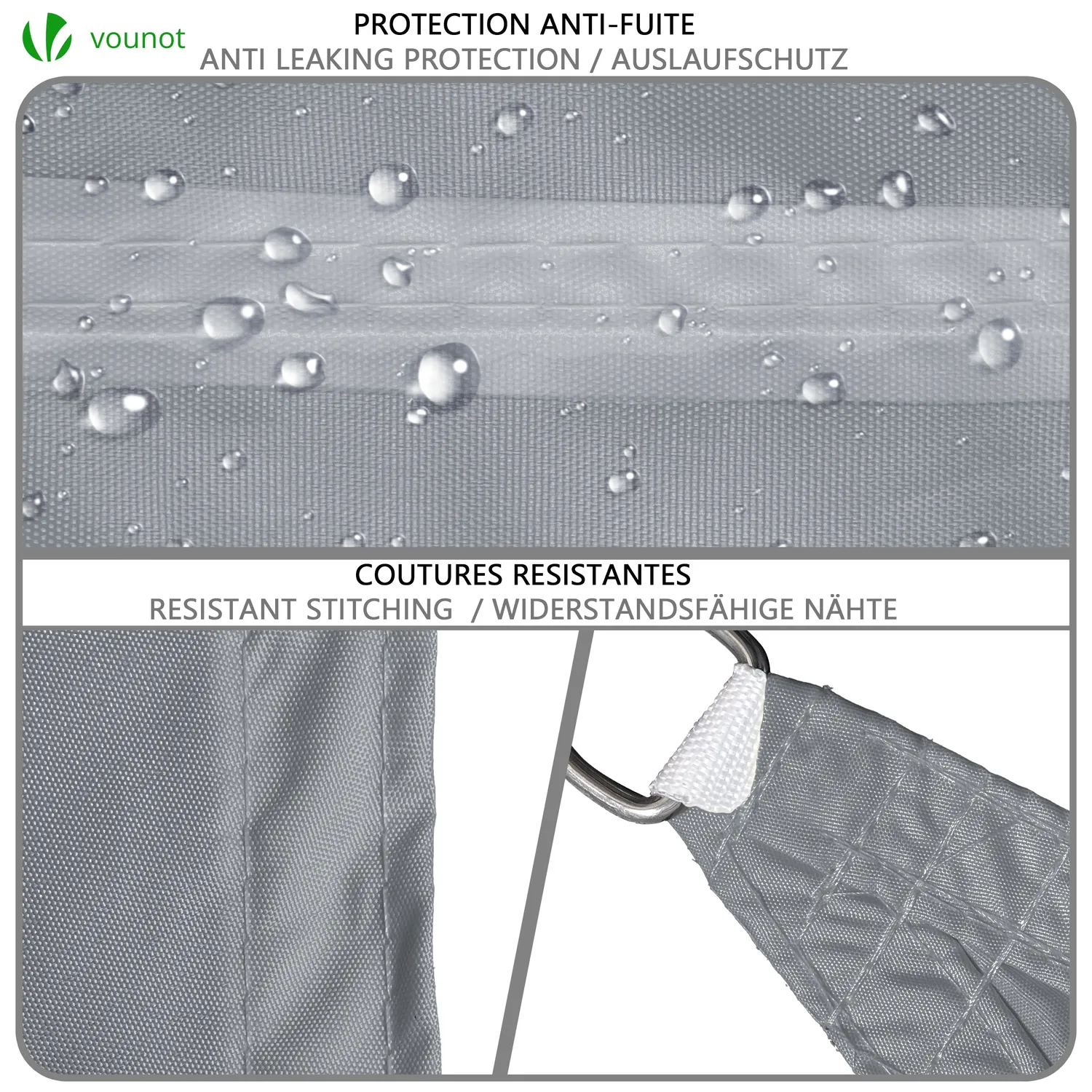 Vounot vela ombreggiante triangolare 5x5x5 m grigia