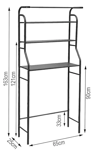 QUICK STAR scaffale lavatrice 65x25x163 cm nero 3 ripiani
