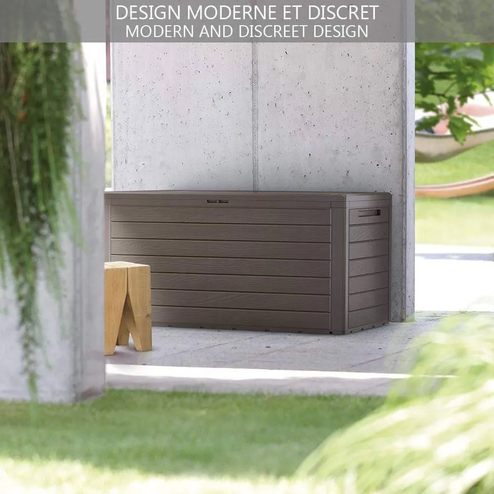 Vounot cassapanca da esterno 280L 116x44x55 cm marrone