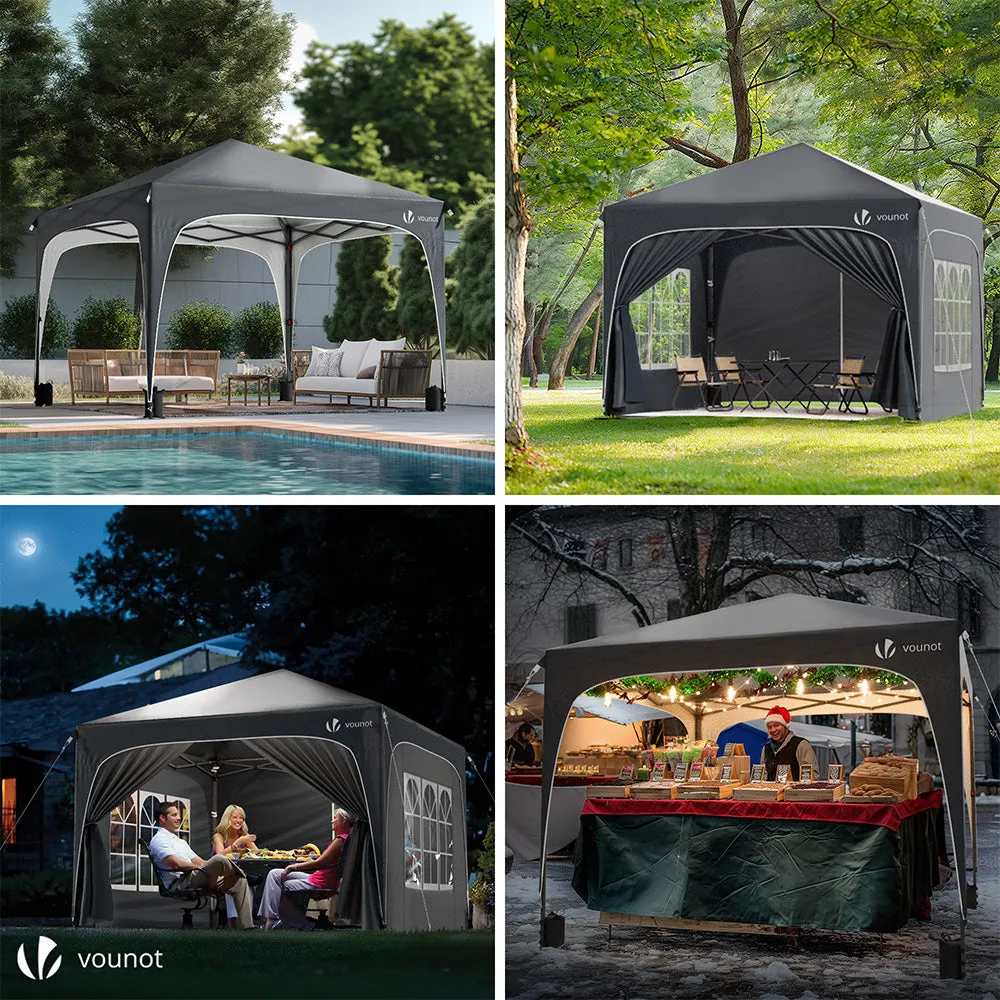 VOUNOT gazebo giardino pieghevole 3x3 m grigio con pareti