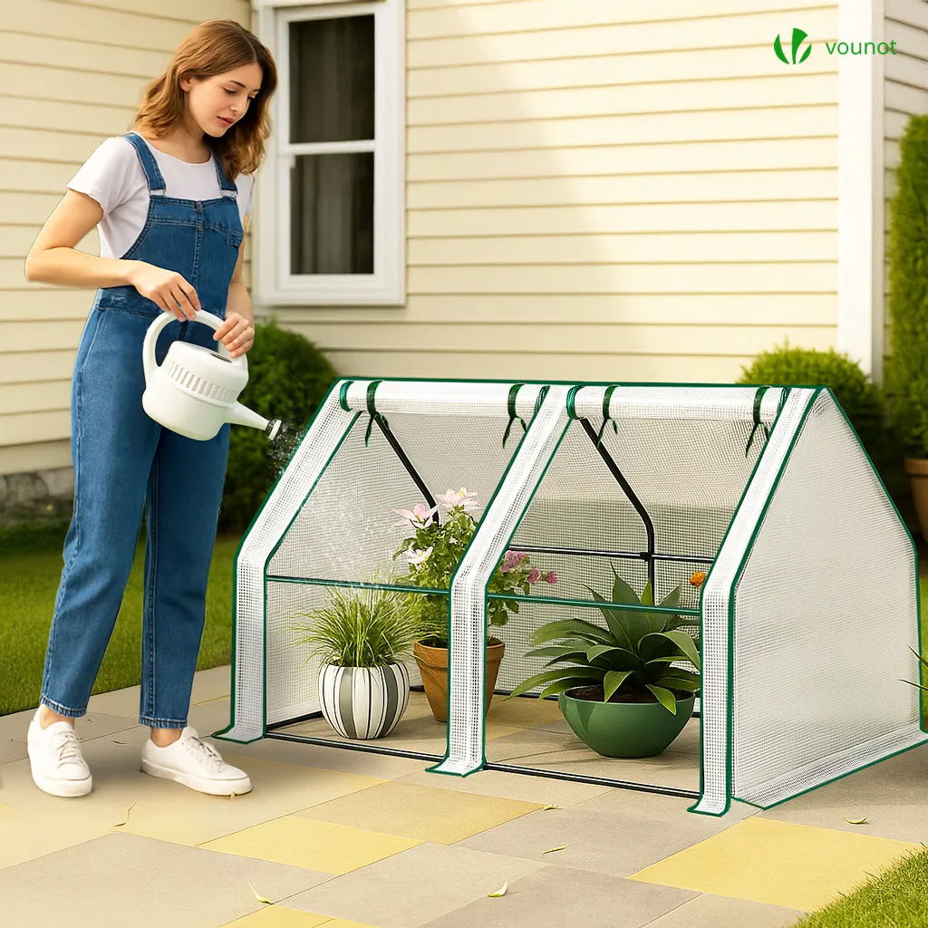 VOUNOT Mini Serra da Giardino 180x90x90cm Bianca con Telo PE