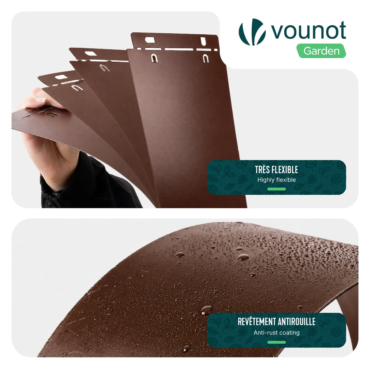 Vounot Bordura Giardino Metallo 30m Marrone 18cm