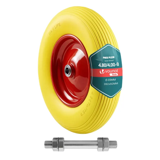 Vounot Ruota Piena Carriola 4.80/4.00-8 Gialla 392x92 mm