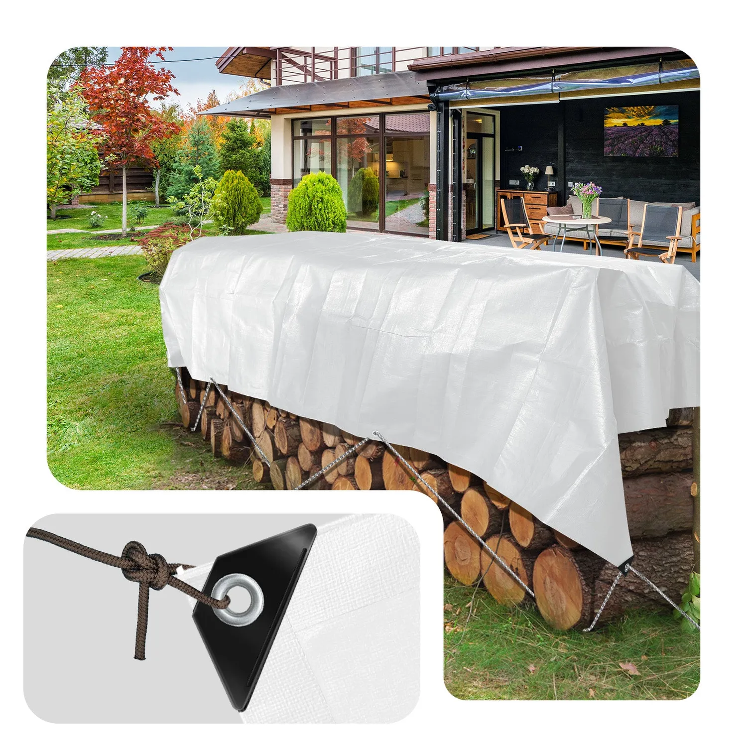 VOUNOT Telo Protezione Impermeabile 180g 3x5m Bianco