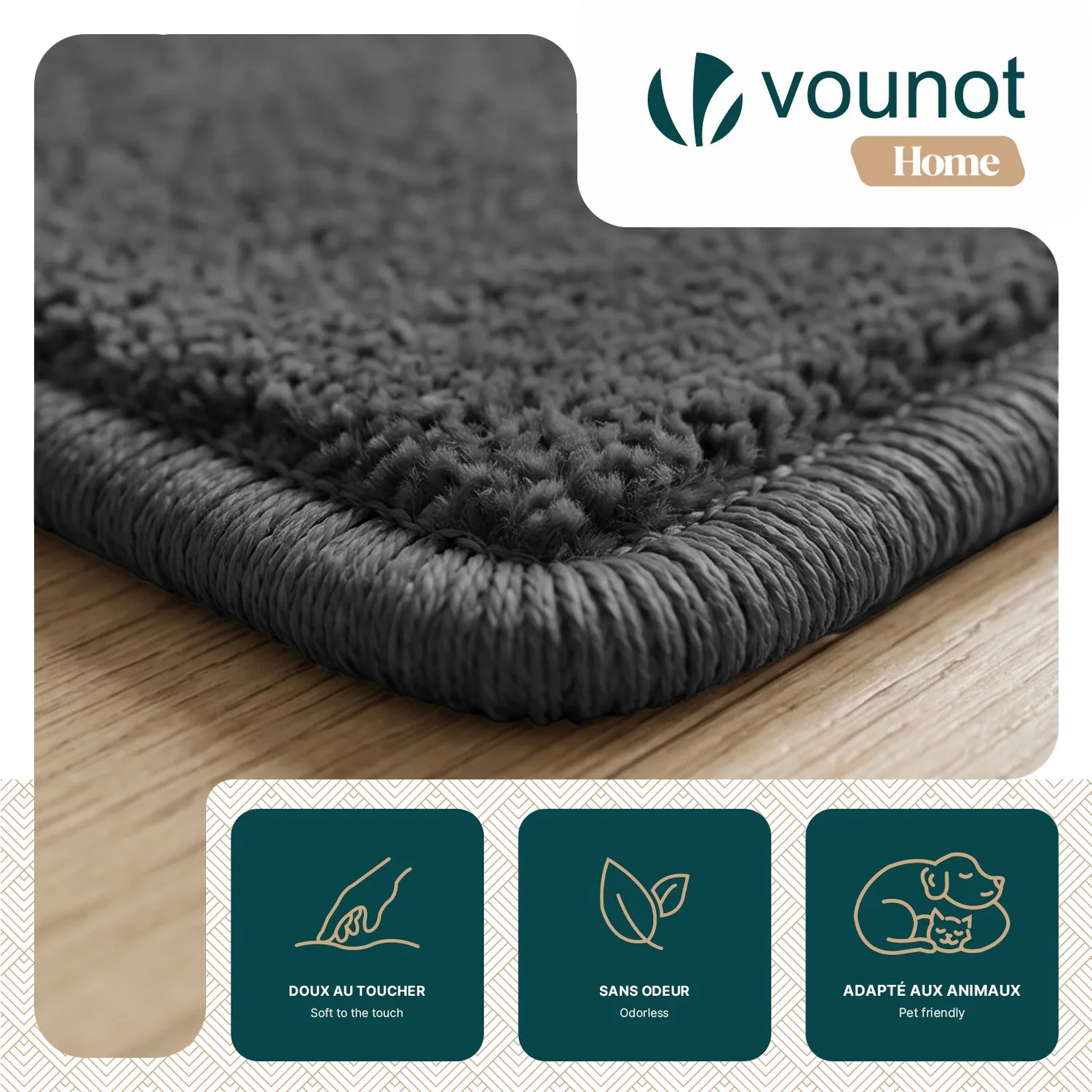 VOUNOT Tappeto salotto pelo corto 120x160 antracite antiscivolo