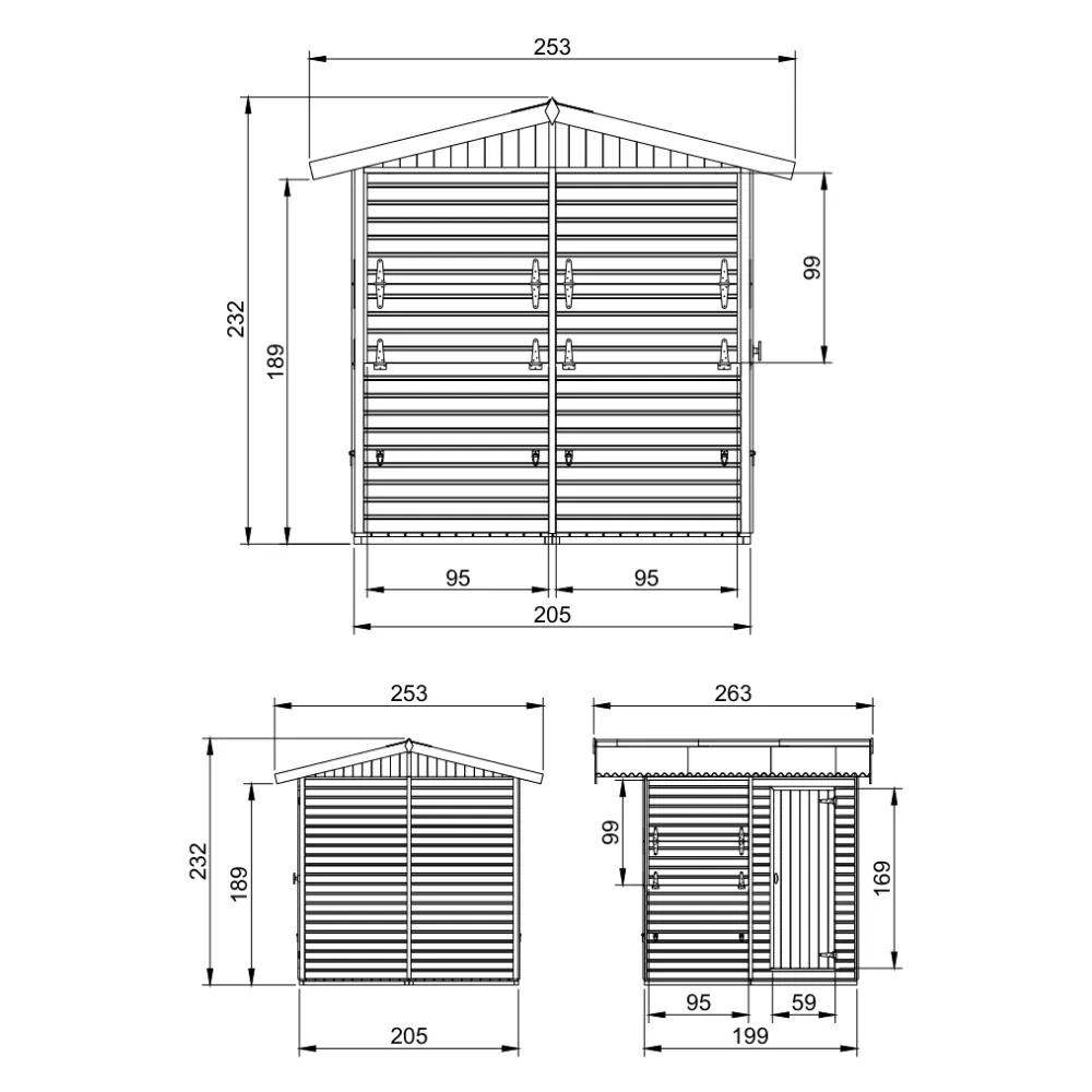 Timbela M149B chiosco legno 205x199 cm 4 m² 4 vetrine