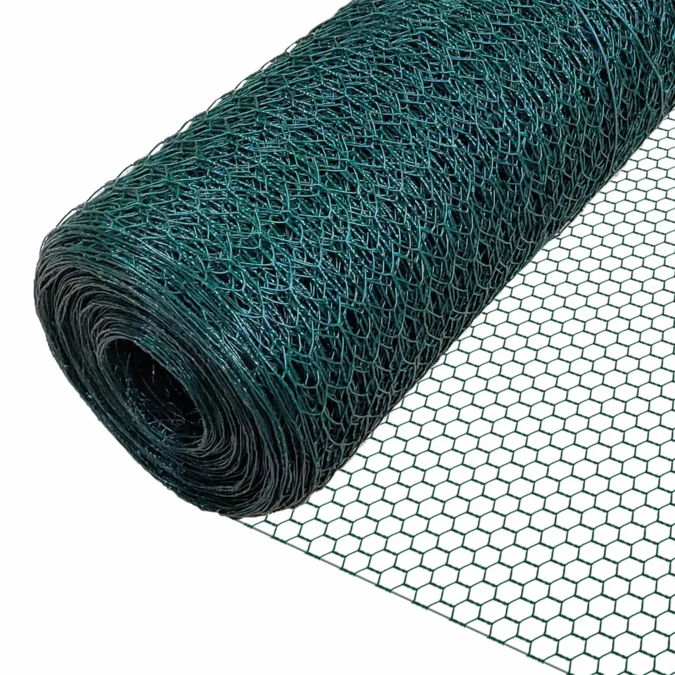 VOUNOT Rete Polli Esagonale Verde 1x25m Maglia 25mm