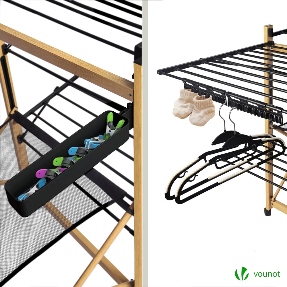 VOUNOT stendibiancheria deluxe nero effetto legno 30m 25kg