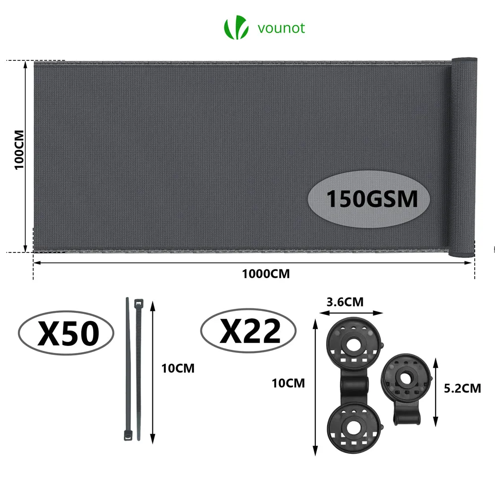 Vounot rete frangivista HDPE 1x10 m antracite 150 g