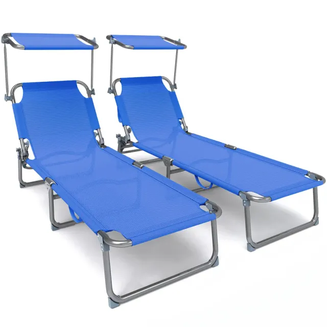 VOUNOT sdraio prendisole textilene blu set 2 pezzi