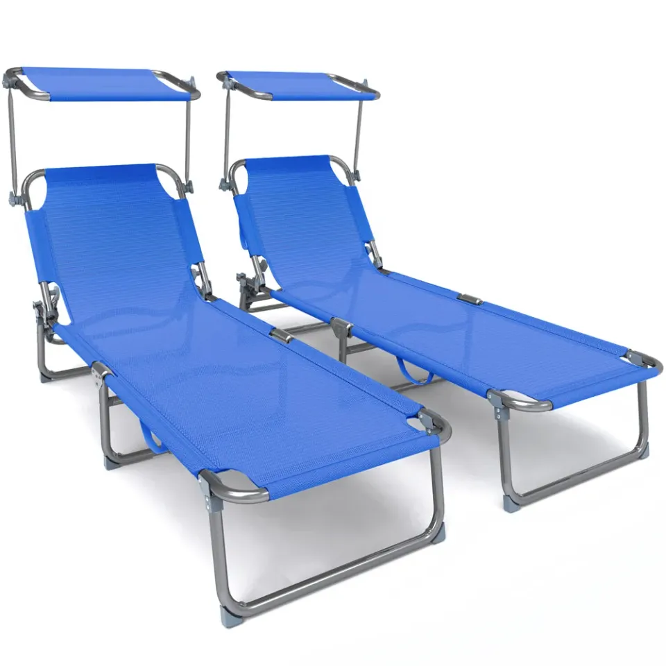 VOUNOT sdraio prendisole textilene blu set 2 pezzi
